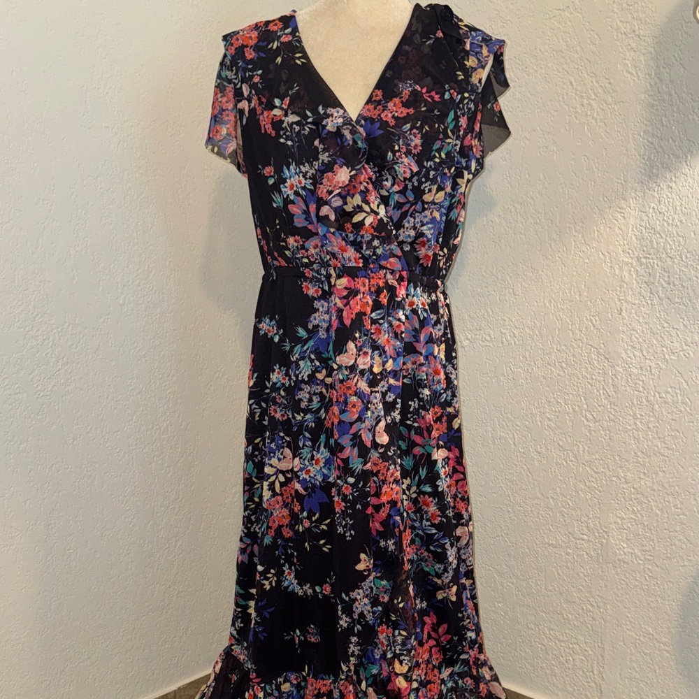 Spense Black Maxi Dress with Multicolor Floral Print - Picture 1 of 7
